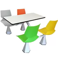 东业家具 酒店桌椅食堂餐厅连体餐桌椅ZX-C010一桌四椅 1200*600*750 套