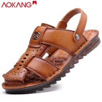 奥康2024新款凉鞋男真皮潮流休闲沙滩鞋夏季男士外穿软底透气包头鞋子