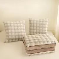 汉司家纺 泡泡兔毛绒抱枕被 50×50cm 展开 145×190cm (计价单位:件)暖咖色