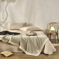 汉司家纺 HANSI-79 棉麻撞色款夏被 200*230cm (计价单位:条)绿色+本色