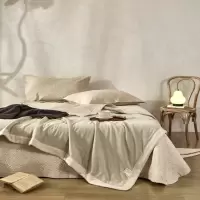 汉司家纺 HANSI-79 棉麻撞色款夏被 200*230cm (计价单位:条)绿色+本色