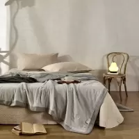 汉司家纺 HANSI-81 棉麻撞色款夏被 200*230cm (计价单位:条)蓝色+黑色