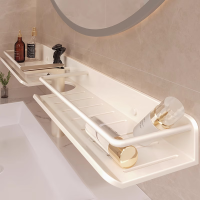 舒巧卫生间置物架厕所镜前水龙头洗手台盆洗漱台壁挂式免打孔浴室架子