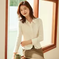 恒源祥纯色修身羊毛衫女开衫法式翻领针织衫秋冬减龄坑条衬衫毛衣