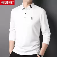 恒源祥高端刺绣山羊绒长袖t恤男士2023秋冬新款莫代尔polo打底衫