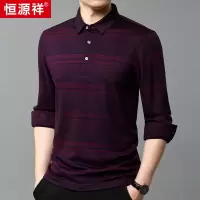 恒源祥含羊毛POLO打底衫男t恤2023秋冬新款中年简约长袖t恤衫