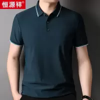 恒源祥无痕冰丝t恤男2023夏季新款轻商务翻领短袖男中年体恤半袖
