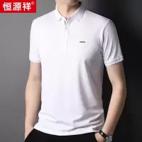恒源祥刺绣桑蚕丝翻领短袖男t恤2024夏季新款纯色t恤男士半袖体恤