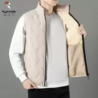 啄木鸟羊羔绒马甲男士秋冬新款加绒潮流立领坎肩百搭保暖马夹外套