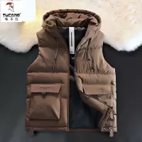 啄木鸟秋冬季外穿潮流时尚坎肩百搭冬季保暖加厚连帽马甲男士外套