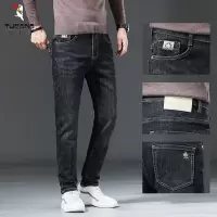 啄木鸟2025夏季新款百搭牛仔裤男士潮流修身小脚帅气加绒长裤子男