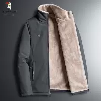 啄木鸟大码羊羔绒棉袄中年男棉衣加绒加厚冬装保暖外套中老年装