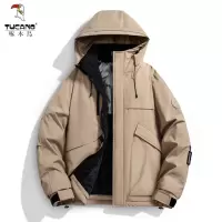 啄木鸟冲锋衣秋冬季石墨烯棉衣男加绒加厚保暖夹棉衣防寒休闲外套