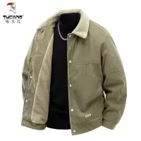 啄木鸟加绒外套男秋冬2025新款加厚保暖男士上衣休闲翻领夹克男款