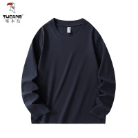 啄木鸟春秋季新款重磅纯棉圆领长袖男士纯色打底休闲宽松男款卫衣