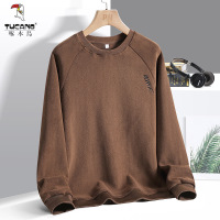 啄木鸟秋冬新款奥粒绒保暖圆领字母刺绣辑明线打底衫男款休闲卫衣