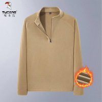 啄木鸟立领双面德绒卫衣男秋冬半拉链加绒加厚大码潮流打底衫上衣