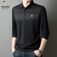啄木鸟2025春季新款男士中老年爸爸装商务休闲polo衫长袖翻领上衣