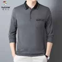 啄木鸟2025春季男士长袖中年商务翻领日常爸爸装真口袋POLO衫上衣