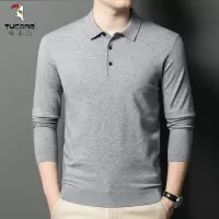 啄木鸟精纺80支羊毛衫春秋新款中年男士毛衣翻领长袖羊绒衫针织衫