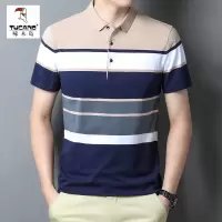 啄木鸟爸爸夏季短袖t恤中年人男装上衣中年男士休闲条纹polo衫潮