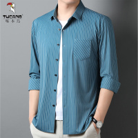 啄木鸟2025春秋季新款长袖衬衫亲肤条纹潮流商务柔顺时尚休闲工装