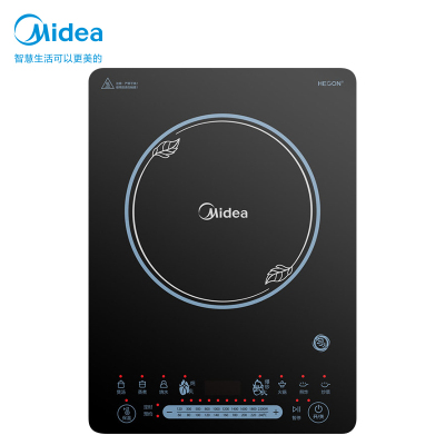 美的(Midea)电磁炉家用多功能电磁灶2200瓦大火力爆炒文武火4D防水微晶面板 CCL2203A 配汤锅+炒锅电磁炉