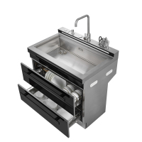 欧诚集成水槽保洁柜碗篮一体机大容量双槽水槽家用紫外线臭氧烘干保洁柜X1-8