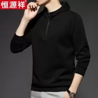 恒源祥连帽卫衣男中年简约薄款宽松高端长袖t恤运动休闲打底衫