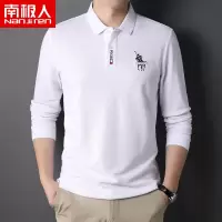 南极人男士长袖T恤纯棉保罗polo衫外穿秋装上衣服绣花翻领体恤衫