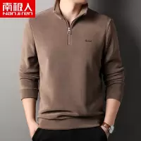 南极人加厚奥粒绒男士长袖T恤半拉链立领男装上衣保暖体恤衫宽松