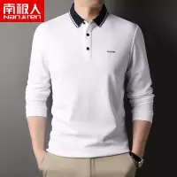 南极人秋季长袖印花保罗POLO衫男弹力丝光棉上衣中年翻领外穿T恤