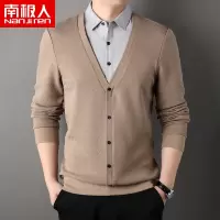南极人衬衫假两件毛衣男士加厚保暖2024秋季假开衫男装长袖针织衫