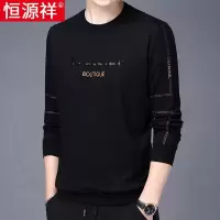 恒源祥圆领长袖t恤男士卫衣潮流刺绣春秋打底衫中年男装套头上衣