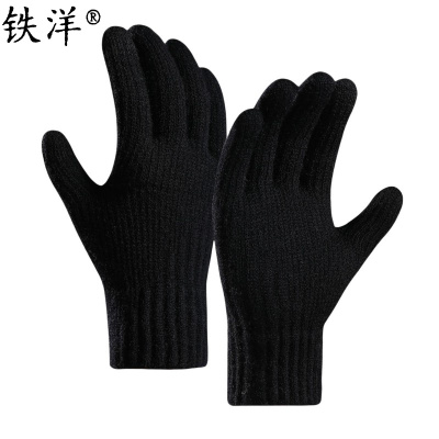 铁洋 可触屏冬季保暖手套 棉手套 羊驼绒针织加厚-01 双