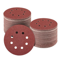 铁洋 背绒砂纸片 植绒砂纸片 5寸125mm8孔60目红砂 片