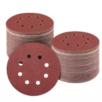铁洋 背绒砂纸片 植绒砂纸片 5寸125mm8孔60目红砂 片