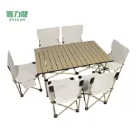 喜力健 户外便携折叠桌椅 M黄色桌95号-中号椅子6把 套