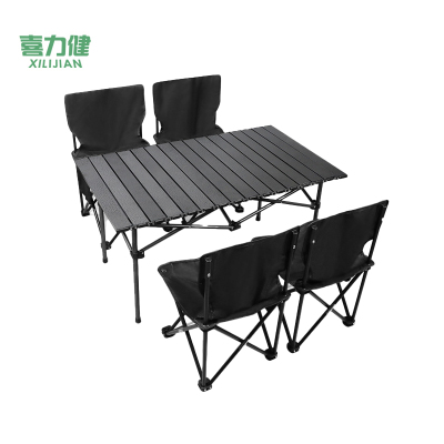 喜力健 户外便携折叠桌椅 黑色桌95长-大号椅子4把 套