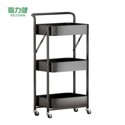 喜力健 可折叠置物架 黑色三层碳钢折叠款 个