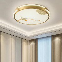 [慕洛奇]新中式卧室吸顶灯全铜圆形l超薄led餐厅灯具客厅过道灯饰走廊顶灯