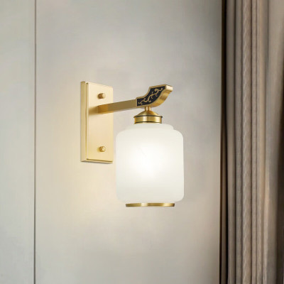 [慕洛奇]全铜壁灯新中式客厅餐厅卧室床头单头墙壁灯茶室大气别墅艺术灯具