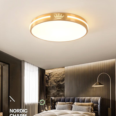 [慕洛奇]新中式卧室吸顶灯全铜圆形超薄led餐厅灯具客厅过道走廊顶灯饰