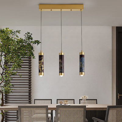[慕洛奇]新中式吧台小吊灯中国风禅意客厅灯现代中式餐厅单三头升降灯具