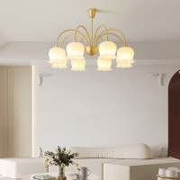 [慕洛奇]法式复古奶油风全铜客厅卧室餐厅创意美式简约铃兰花网红吊灯