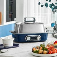 MORPHY RICHARDS 电蒸锅家用蒸锅多功能锅 MR1168 轻奢蓝单层蒸锅