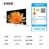 创维（SKYWORTH） 50英寸4K超高清 50BC20 全面屏酒店功能 人工智能家用商用电视