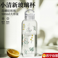 苏宁玻璃杯水杯女生高颜值2026新款高硼硅水杯随手杯子7017