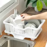 [补贴10%]厨房台面碗碟沥水篮水槽置物架塑料餐具家用放碗筷滤水收纳盒碗柜