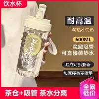 夏天水杯女生高颜值2024新款带茶隔吸管杯夏日耐高温网红泡茶杯子